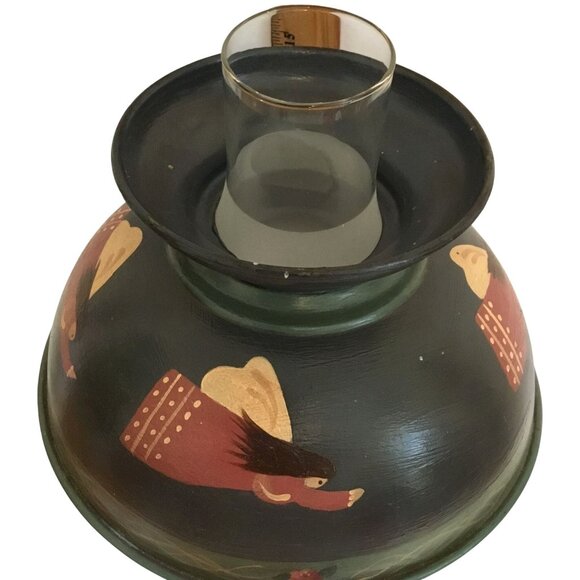 VTG Hand Painted Folk Art Angel Shade Electric Table Lamp Signed Joan Schneier - Picture 2 of 10